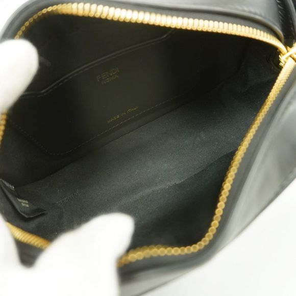 Fendi Shoulder Bag Embossed Leather Black Gold Hardware Women - Picture 4 of 10